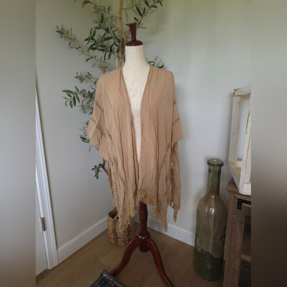Versona Tan Fringe Kimono